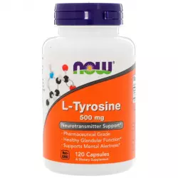 NOW L-Tyrosine – Тирозин 500 мг 120 capsules Аминокислоты раздельные