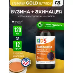 California Gold Nutrition Children Sambucus Elderberry Syrup, 4 fl oz (120 ml) Для иммунитета