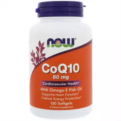 NOW CoQ10 60 мг + Omega-3 Антиоксиданты, Q10
