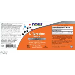 NOW L-Tyrosine – Тирозин 500 мг Аминокислоты раздельные