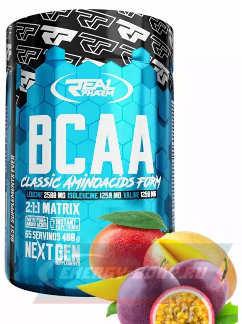 ВСАА Real Pharm BCAA 8:1:1 400 г, Манго - Маракуйя