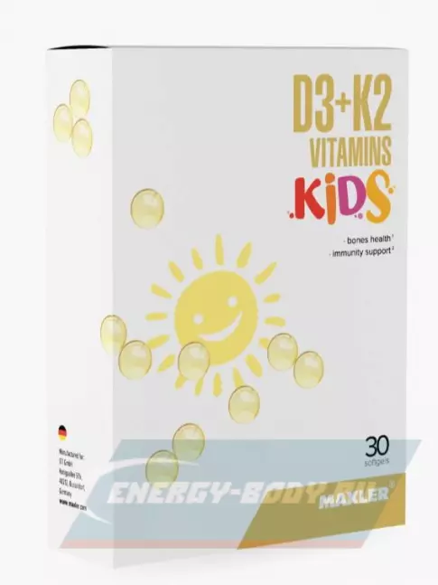 MAXLER D3 + K2 Vitamins Kids 30  гелевых капсул  MAXLER D3 + K2 Vitamins Kids 30  гелевых капсул