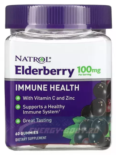  Natrol Elderberry 100 mg 60 жевательных мармеладок