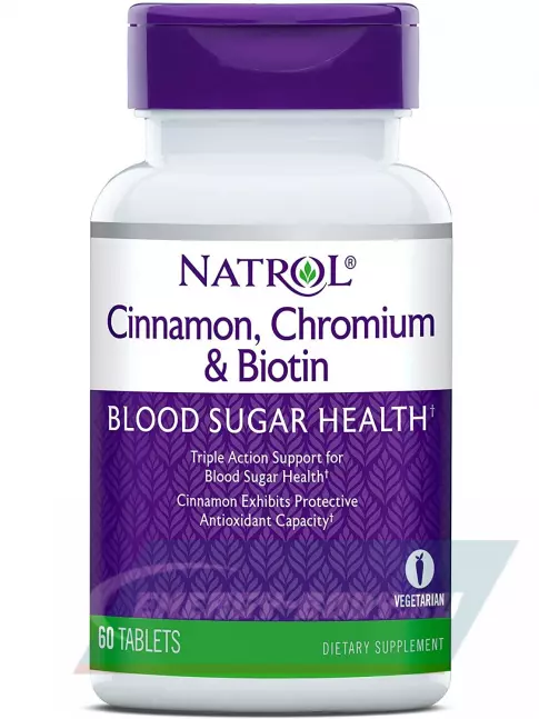 Natrol Cinnamon, Chromium & Biotin 60 таблеток Natrol Cinnamon, Chromium & Biotin 60 таблеток