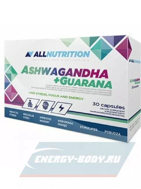 Энергетик All Nutrition ASHWAGANDHA 300MG + GUARANA 30 капсул
