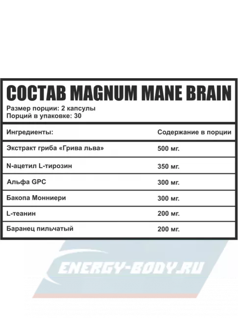  Magnum Mane Brain 60 капсул