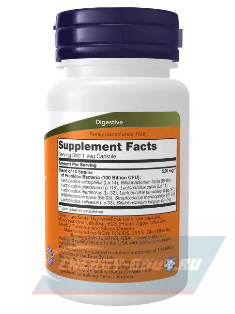 NOW FOODS Probiotic-10 100 Billion 30 веган капсул