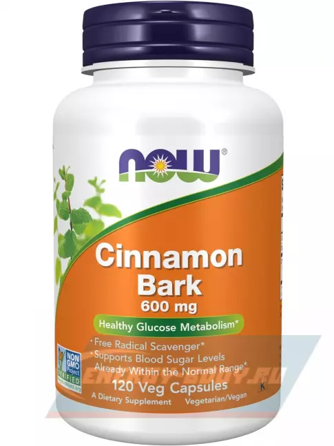  NOW FOODS Cinnamon Bark 600 mg 120 веган капсул