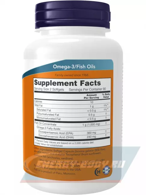 Omega 3 NOW FOODS Omega-3 Mini Gels Fish Oil 180 мягких капсул