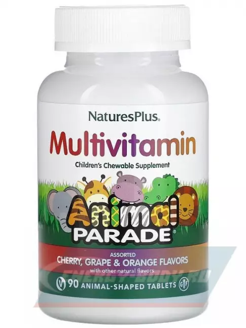  NaturesPlus Animal Parade Chewable 90 жевательных таблеток, Вишня-виноград-апельсин