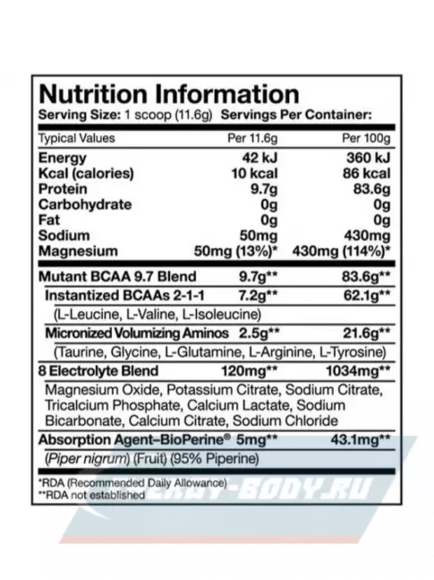 ВСАА Mutant Mutant BCAA 9.7 2:1:1 