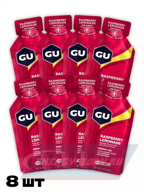 Энергетический гель GU ENERGY GU Original Energy Gel no caffeine 8 x 32 г, Малиновый лимонад