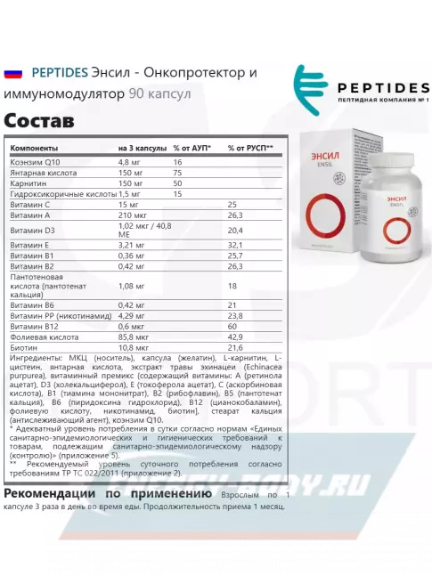  PEPTIDES Энсил (Ensil) 90 капсул