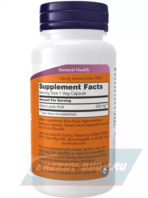  NOW FOODS Alpha Lipoic Acid 250 mg 60 веган капсул