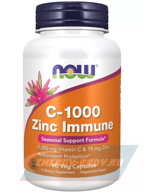  NOW FOODS C-1000 Zinc Immune 90 веган капсул