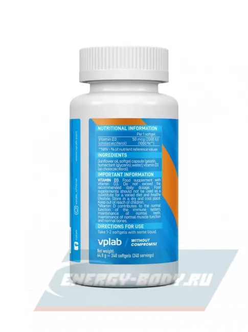  VP Laboratory Vitamin D3 2000 IU 240 капсул
