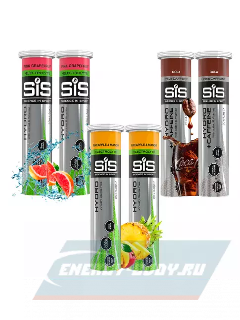  SCIENCE IN SPORT (SiS) GO Hydro Tablet 20s 6 x 20 таблеток, Розовый грейпфрут, Ананас - Манго, Кола