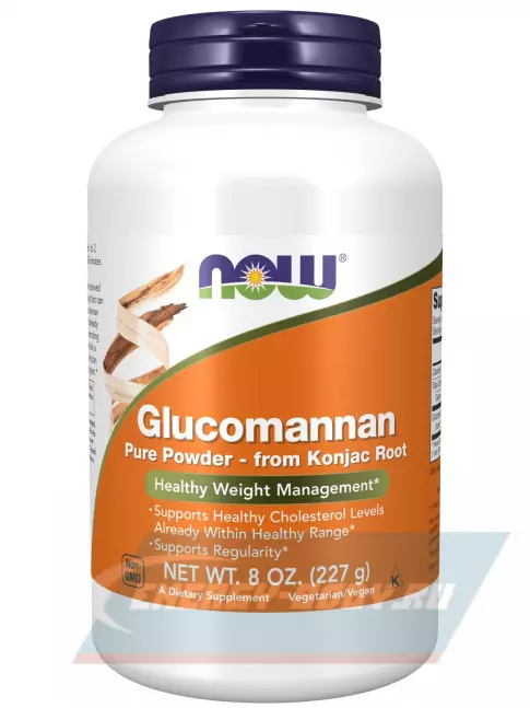  NOW FOODS Glucomannan Pure Powder 227 г, Натуральный