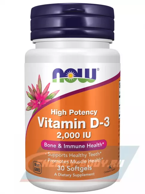  NOW FOODS Vitamin D3 2000 IU - Витамин D3 2000 МЕ 30 мягких капсул