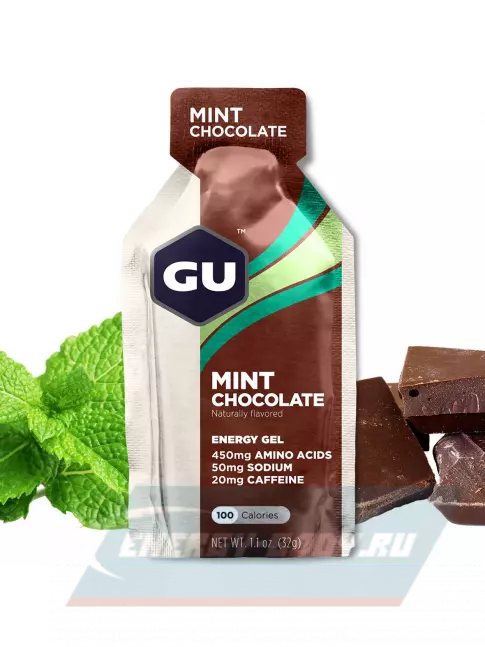Энергетический гель GU ENERGY GU Original Energy Gel 20mg caffeine 8 x 32 г, Мятный шоколад
