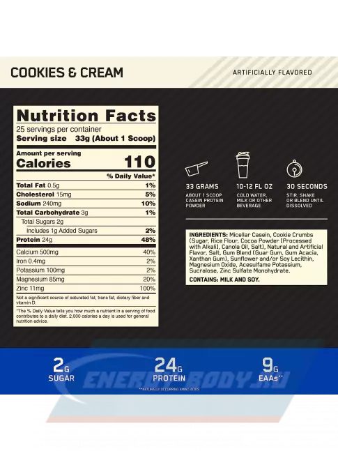  Optimum Nutrition 100% Casein Gold Standard 825 г, Печенье с Кремом