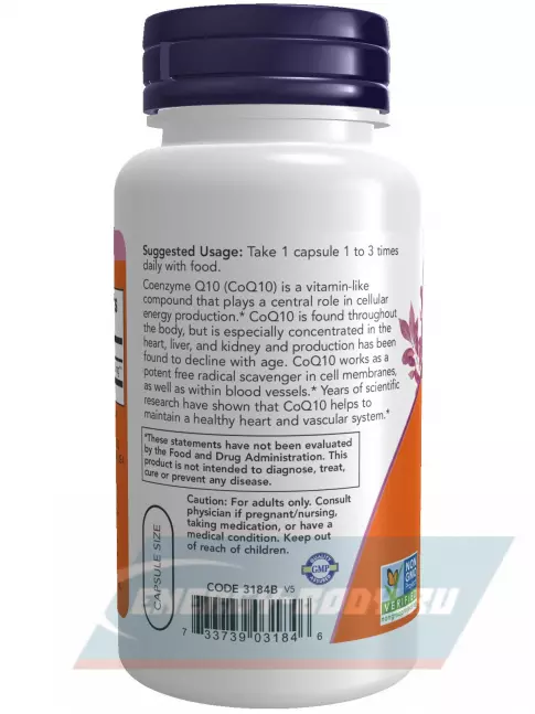  NOW FOODS CoQ10 30 mg – Кофермент Q10 60 веган капсул