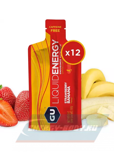Энергетический гель GU Energy Labs GU Liquid Enegry Gel no caffeine 12 x 60 г, Клубника-банан Энергетический гель GU Energy Labs GU Liquid Enegry Gel no caffeine 12 x 60 г, Клубника-банан