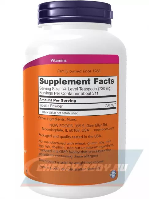 NOW FOODS Inositol Pure Power Витамин B8 227 г, Натуральный NOW FOODS Inositol Pure Power Витамин B8 227 г, Натуральный