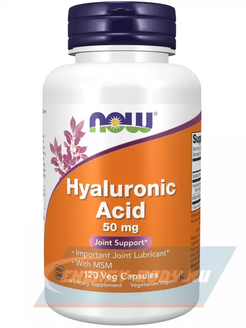 Суставы, связки NOW FOODS Hyaluronic Acid 50 mg with MSM 120 веган капсул