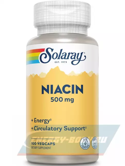  Solaray Niacin 500 mg 100 вегетарианских капсул