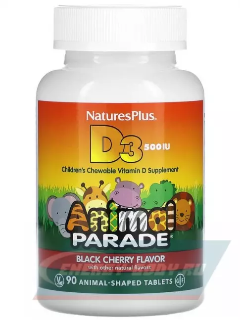  NaturesPlus Animal Parade D3 500 IU Chewable 90 жевательных таблеток, Черешня