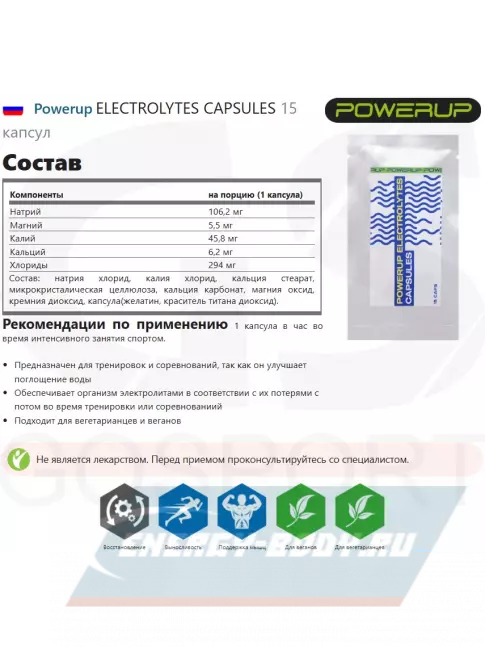  Powerup ELECTROLYTES CAPSULES 15 капсул