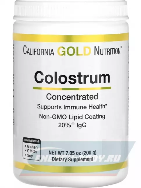 California Gold Nutrition Colostrum Powder Concentrated 200 г, Нейтральный
