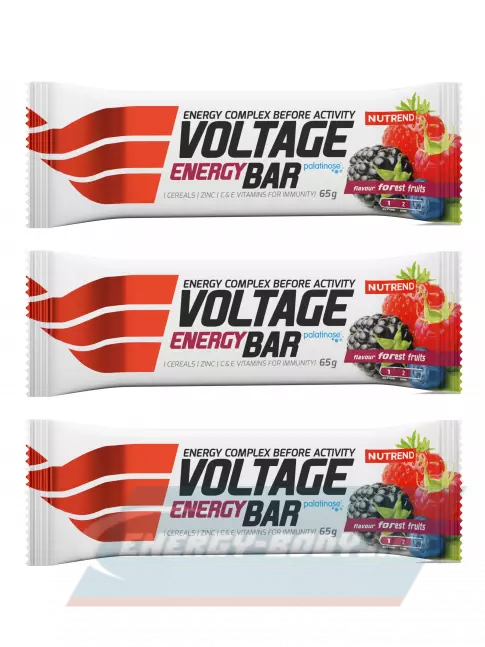 Батончик энергетический NUTREND Voltage Energy bar 3 x 65 г, Лесные ягоды