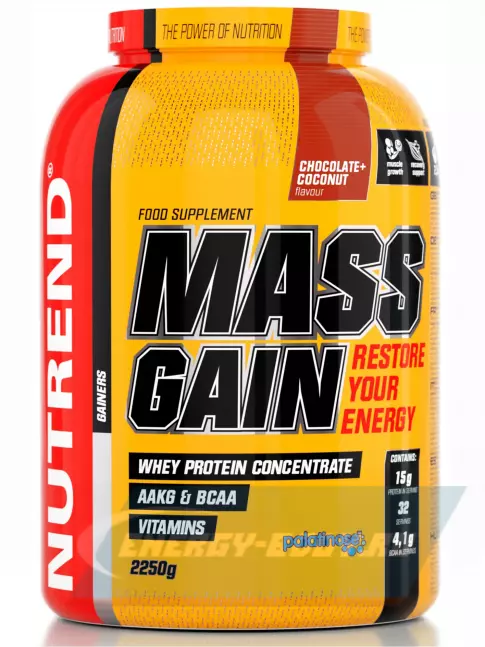 Гейнер NUTREND MASS GAIN 2250 г, Шоколад-кокос