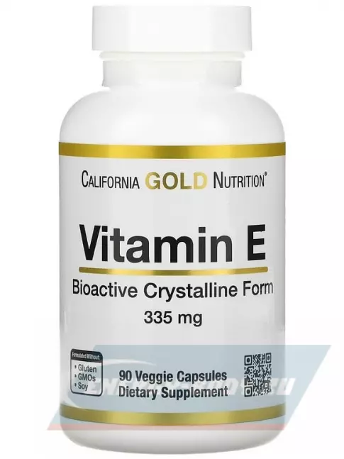  California Gold Nutrition Bioactive Vitamin E 335 mg (500 IU) 90 вегетарианских капсул, Нейтральный