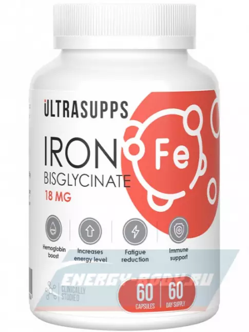 Минералы UltraSupps Iron 18 mg 60 капсул