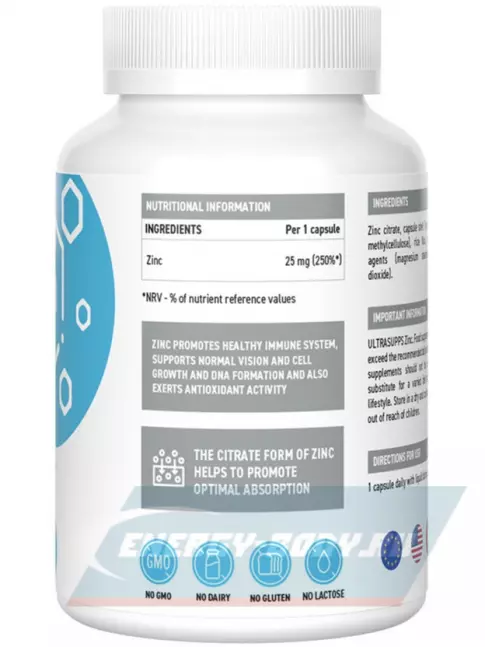  UltraSupps Zinc 25 mg 60 капсул
