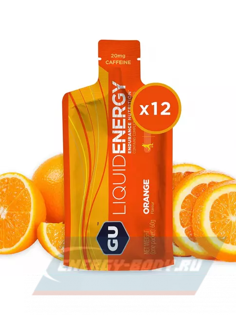 Энергетический гель GU ENERGY GU Liquid Enegry Gel 20mg caffeine 12 x 60 г, Апельсин