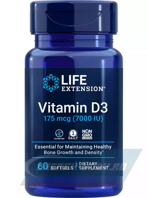  Life Extension Vitamin D3 175 mcg (7000 IU) 60 капсул