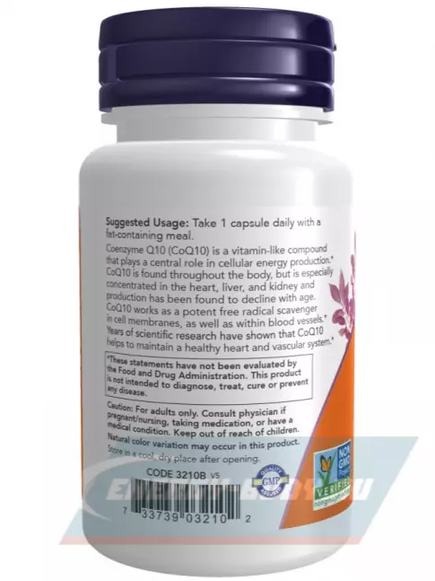  NOW FOODS CoQ10 100 mg 30 веган капсул