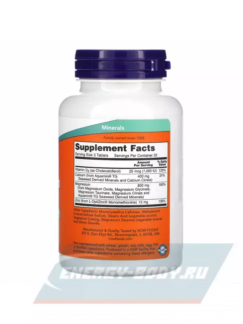  NOW FOODS Magnesium Calcium with Zinc and Vitamin D3 100 таблеток