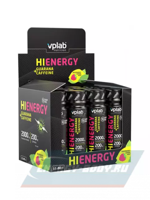 Энергетик VP Laboratory HiEnergy Guarana+Caffeine Shot 12х80 мл, Малина-Лимон-Мята