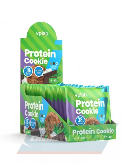 Батончик протеиновый VP Laboratory Protein Cookie 12 штук * 40 г, Шоколад - кокос