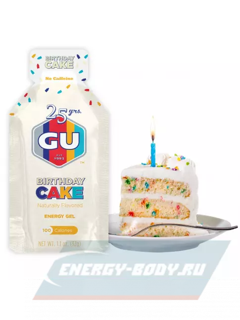 Энергетический гель GU ENERGY GU Original Energy Gel no caffeine 8 x 32 г, Праздничный торт