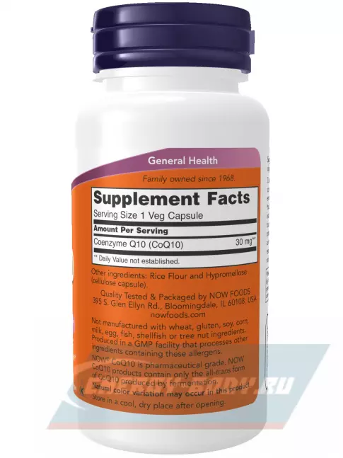  NOW FOODS CoQ10 30 mg – Кофермент Q10 60 веган капсул