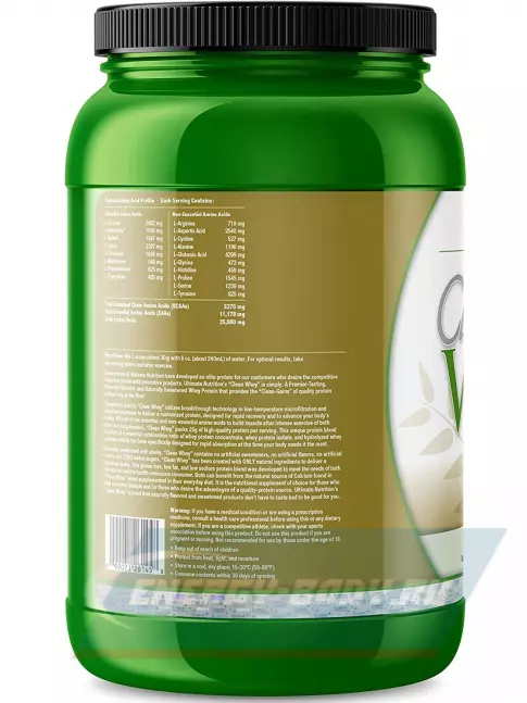  Ultimate Nutrition Clean Whey Protein Blend 910 г, Ванильный крем