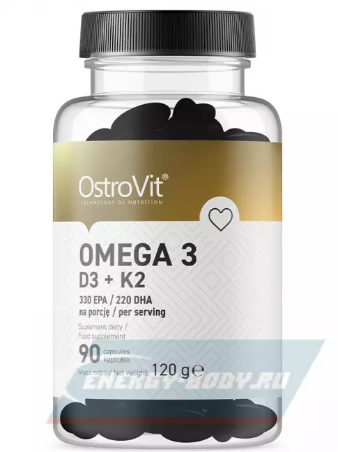 Omega 3 OstroVit Omega 3 D3+K2 90 гелевых капсул