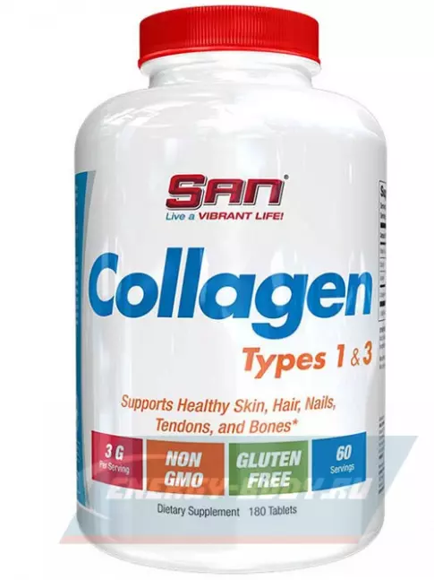 COLLAGEN SAN Collagen Types 1 & 3 180 таблеток, Нейтральный