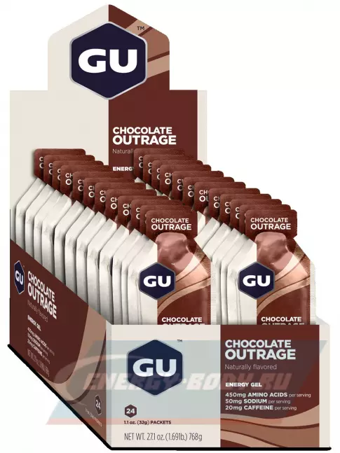 Энергетический гель GU ENERGY GU Original Energy Gel 20mg caffeine 24 x 32 г, Шоколадное безумие
